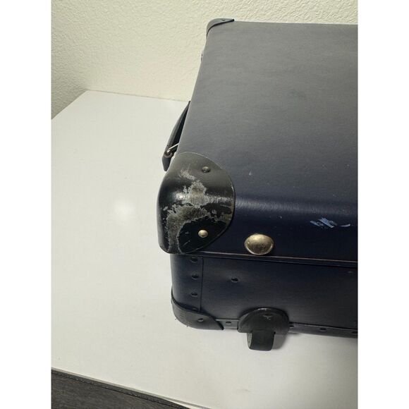 Globe-Trotter Vintage Suitcase Carry-on Navy Blue 2-Wheel Hard Case Luggage - Picture 7 of 11